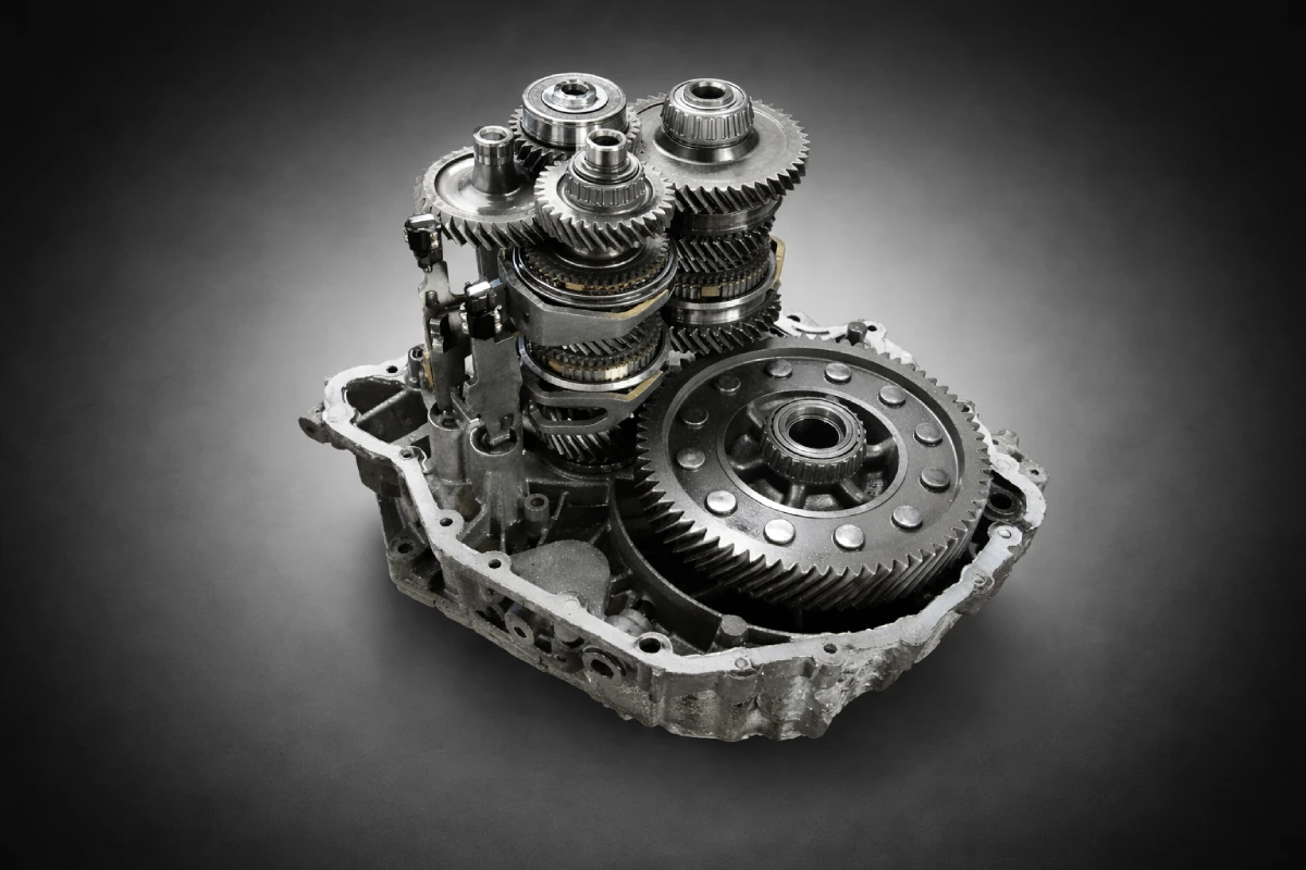 Mechanizm kół zębatych skrzyni DSG Volkswagen Passat B6 – widok boczny