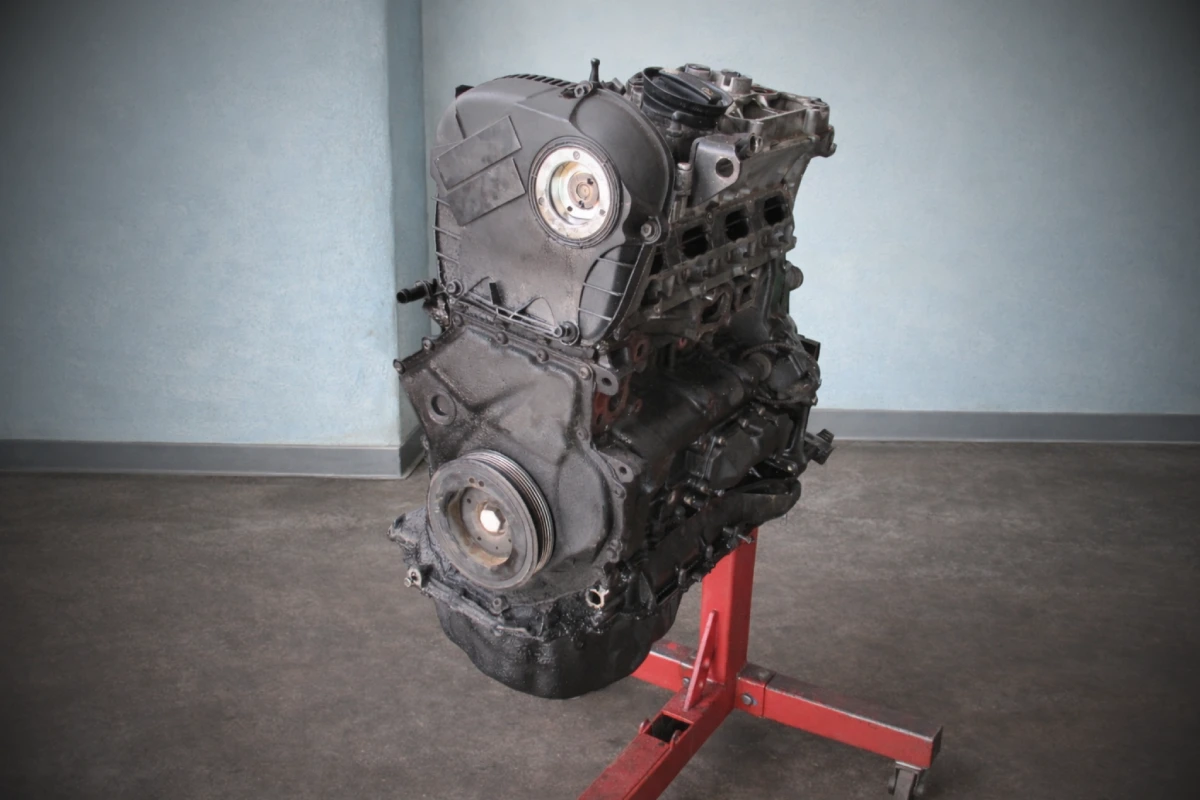 Nagar na denku tłoka silnika przed remontem – widoczne skutki spalania oleju